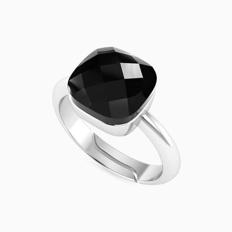 Waves by L'azurde Black Stone Ring In Silver - Image 3